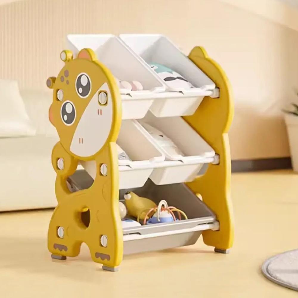 Miniatura Organizadora Infantil Estante Brinquedos Caixa Bau Armario Quarto Bebe Multiuso Porta Treco Girafa Amarelo