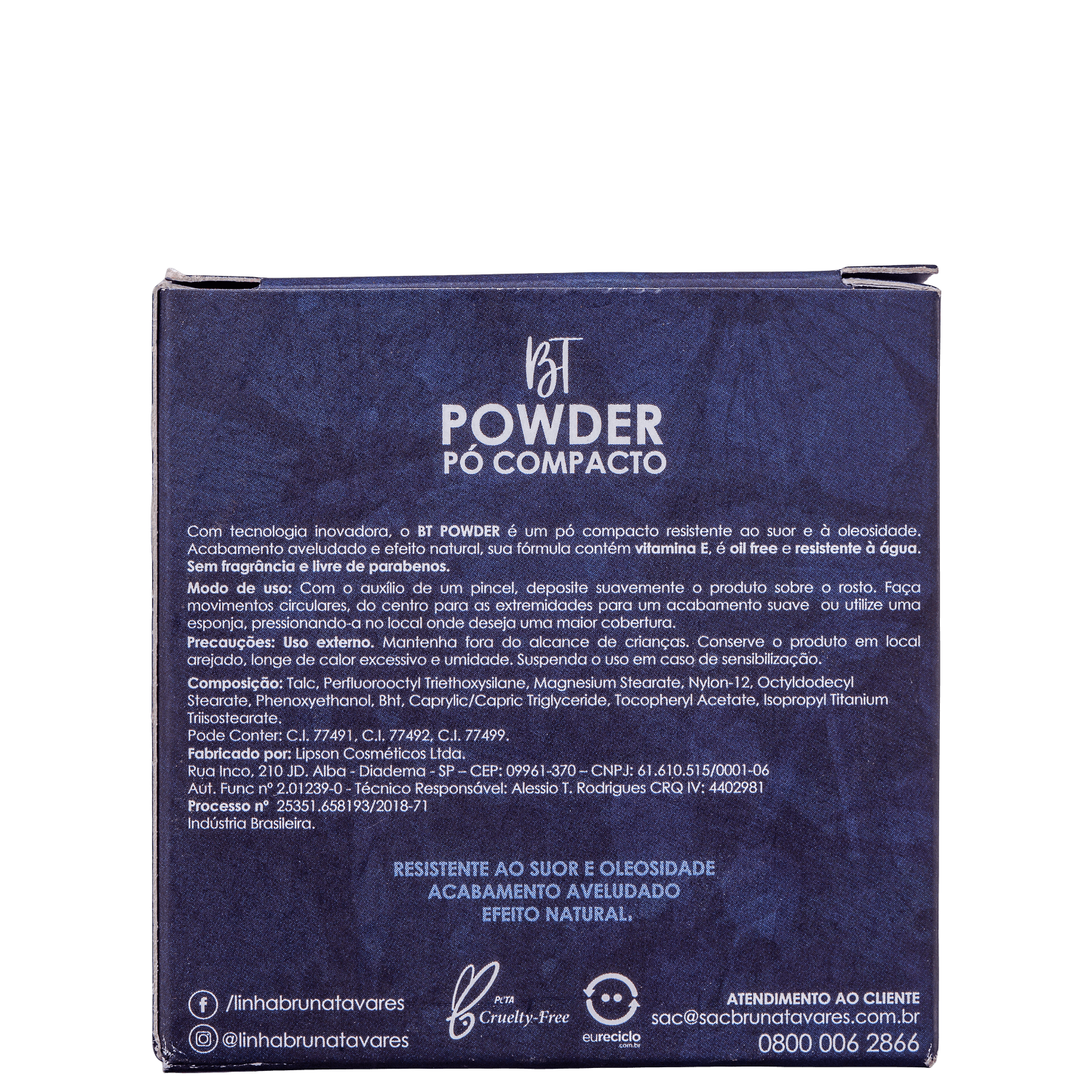 Miniatura Bruna Tavares BT Powder 50 Nova Embalagem - Pó Compacto 11g