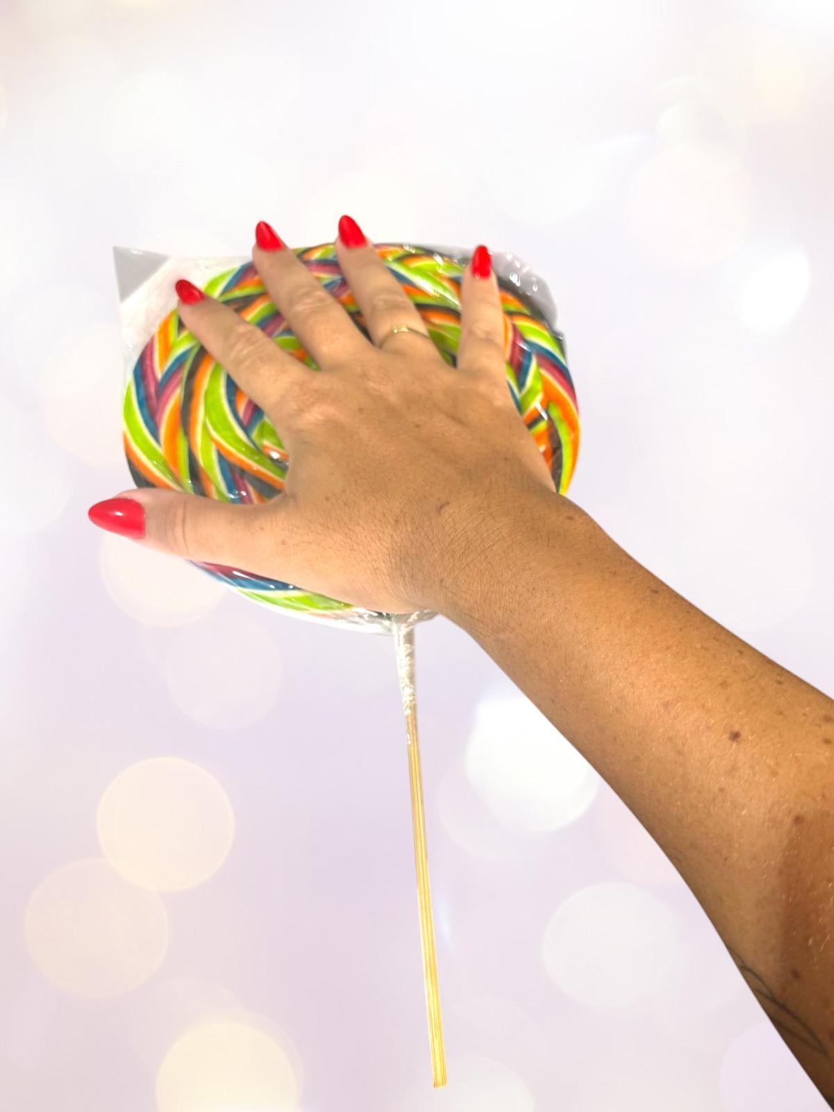 Miniatura Kit 2 Pirulitos Gigantes 250 Gr Psicodélicos 16Cm Coloridos