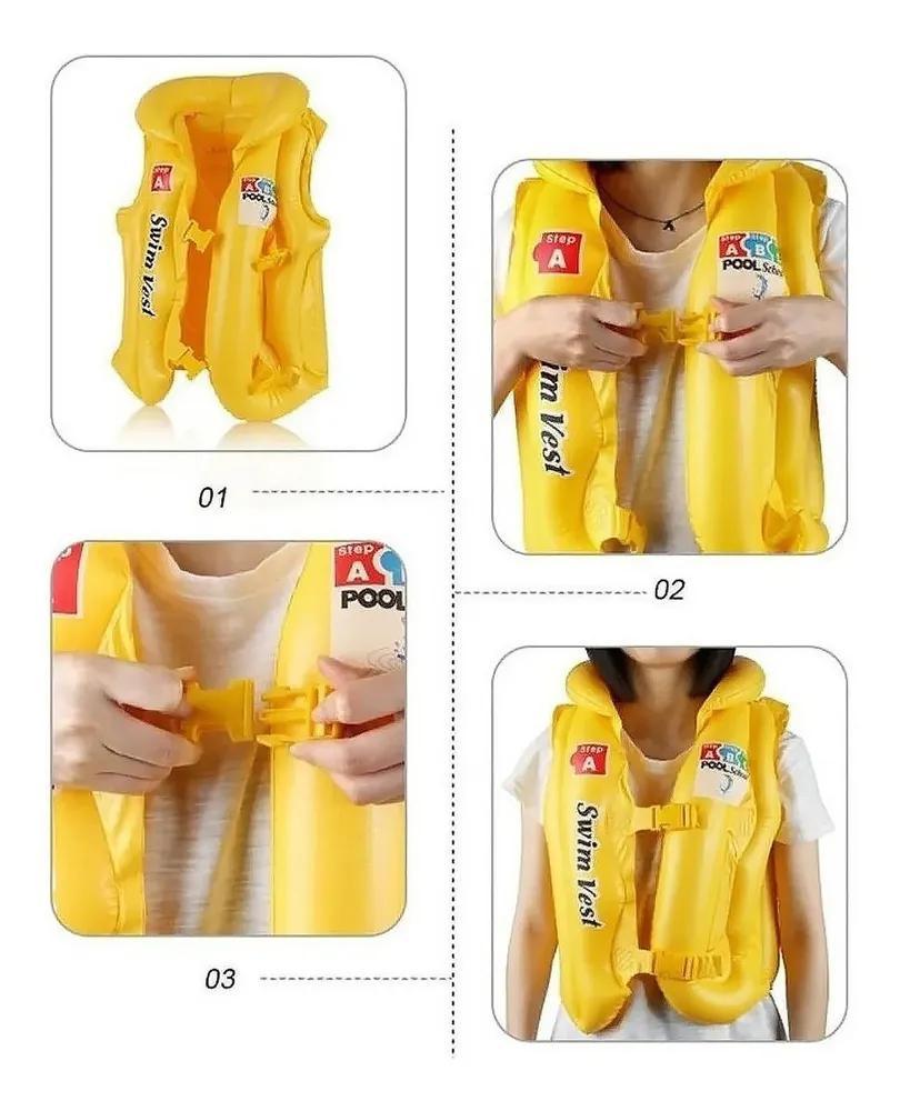 Miniatura Colete Inflável Infantil Segurança Pisci Amarelo P