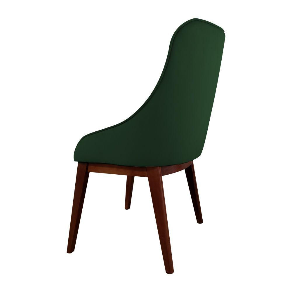 Miniatura Kit 4 Cadeiras De Jantar Elisa Nobre Estofada Liso Veludo Verde Base Madeira Maciça Imbuia