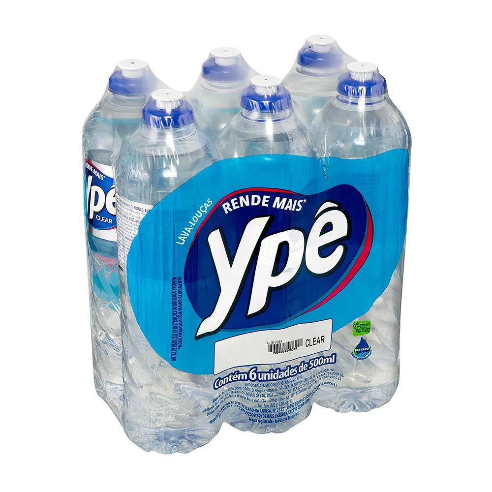 Miniatura Detergente Lava Louças Ypê Clear Rende Mais 500Ml Kit 6