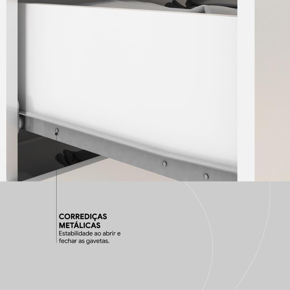 Guarda Roupa Casal 4 Portas Com Espelho E 6 Gavetas Cádis Branco Branco