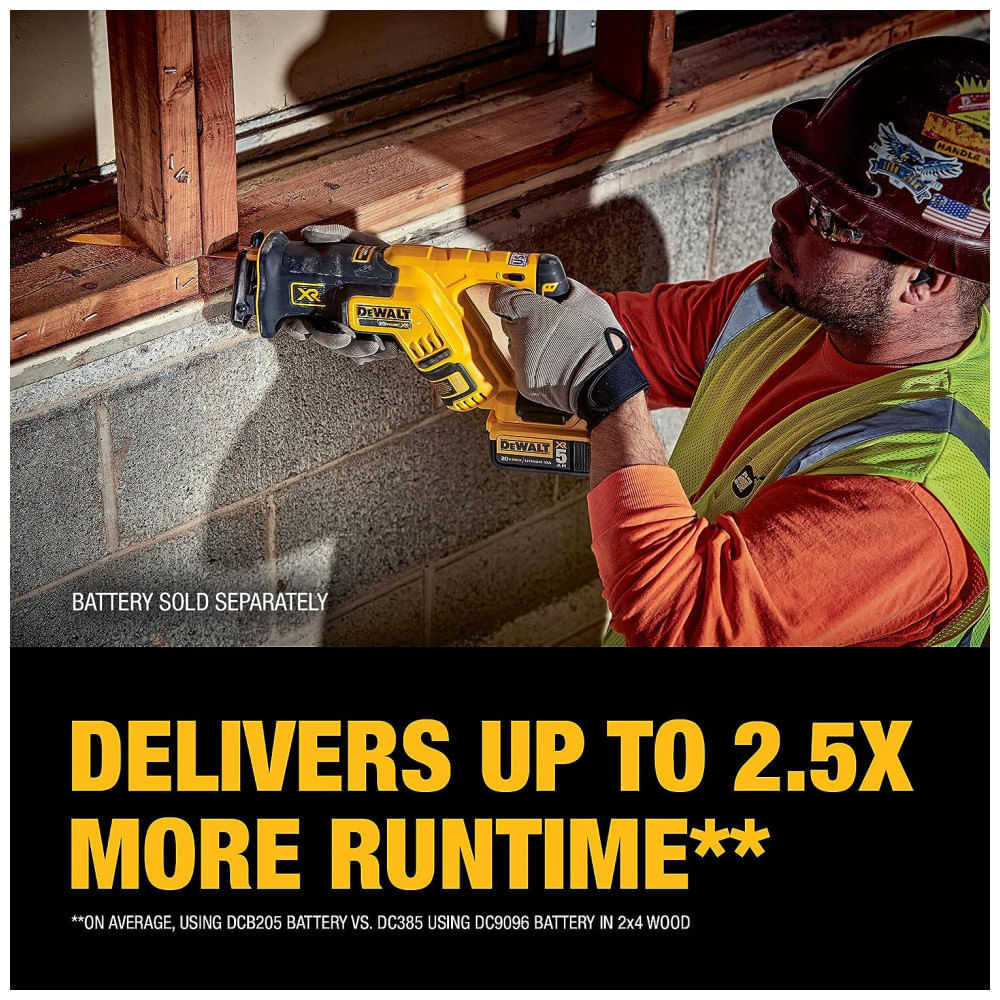 Miniatura Serra Sabre Giratória Compacta até 2.900 SPM de Velocidade, 110v, DEWALT DCS367B, Amarelo