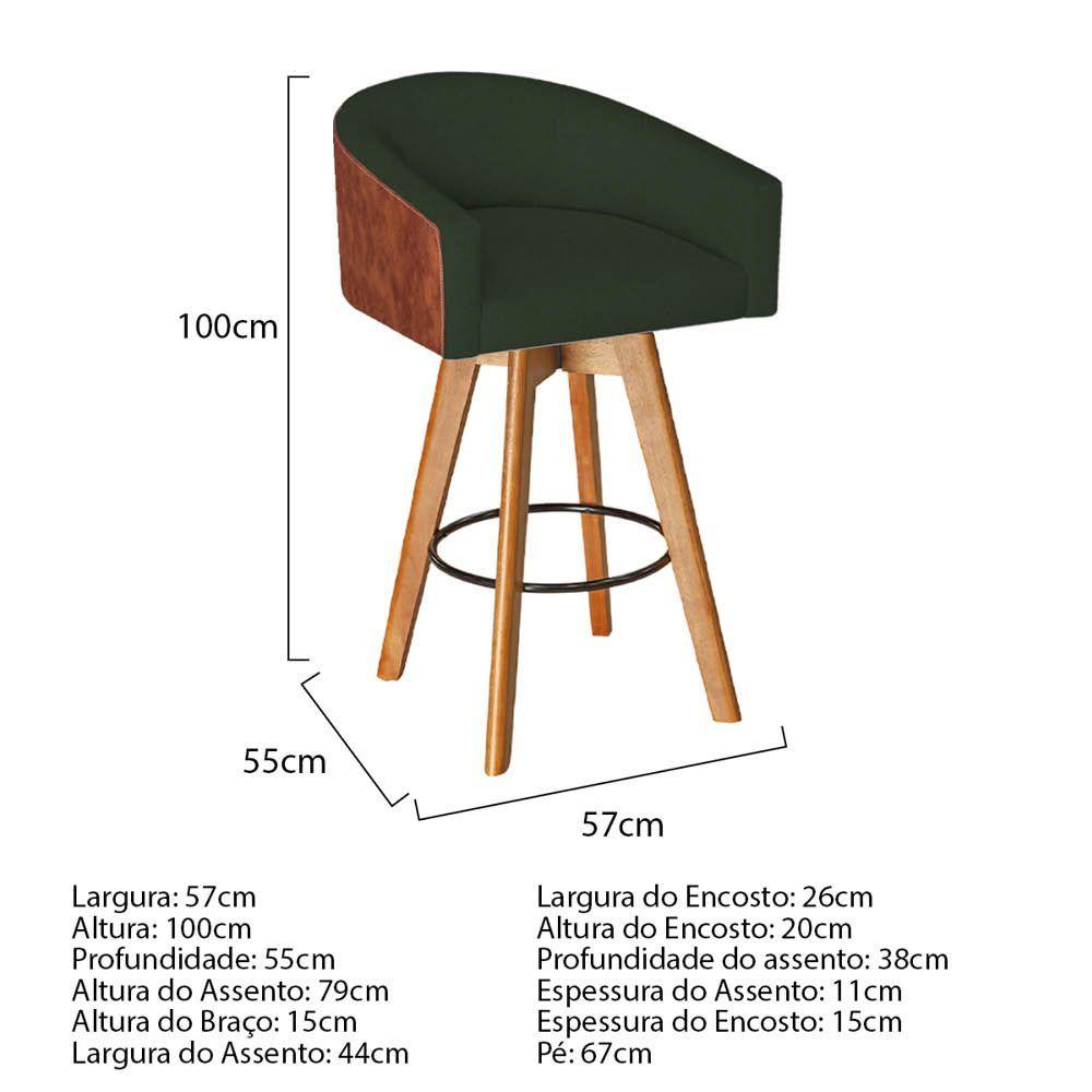 Miniatura Banqueta Tamborete Com Base Giratória De Madeira Sintético Nozes Linho Verde
