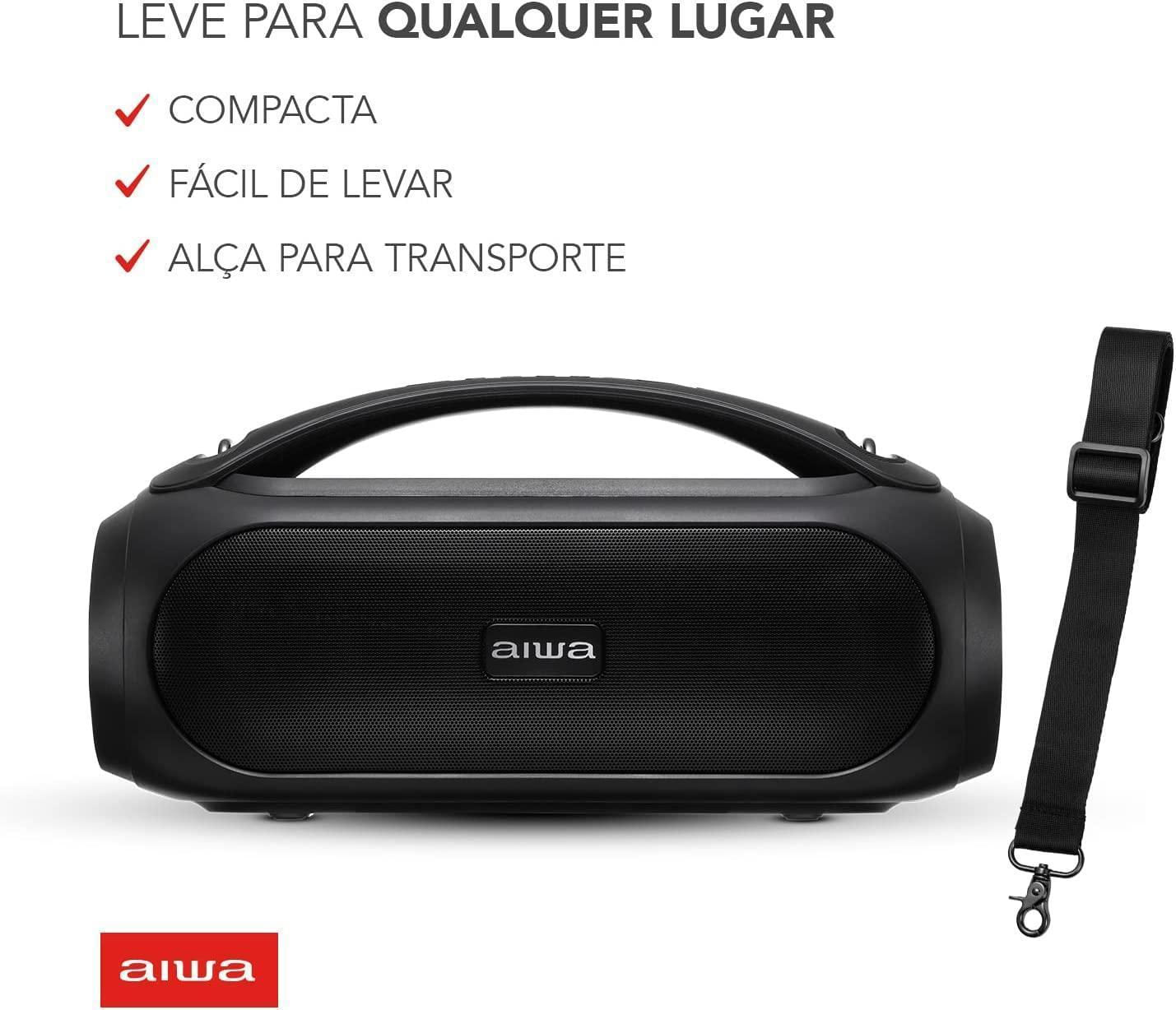 Miniatura Caixa De Som Aiwa Bbs-02 50W Rms Ipx5 Bombox Bluetooth