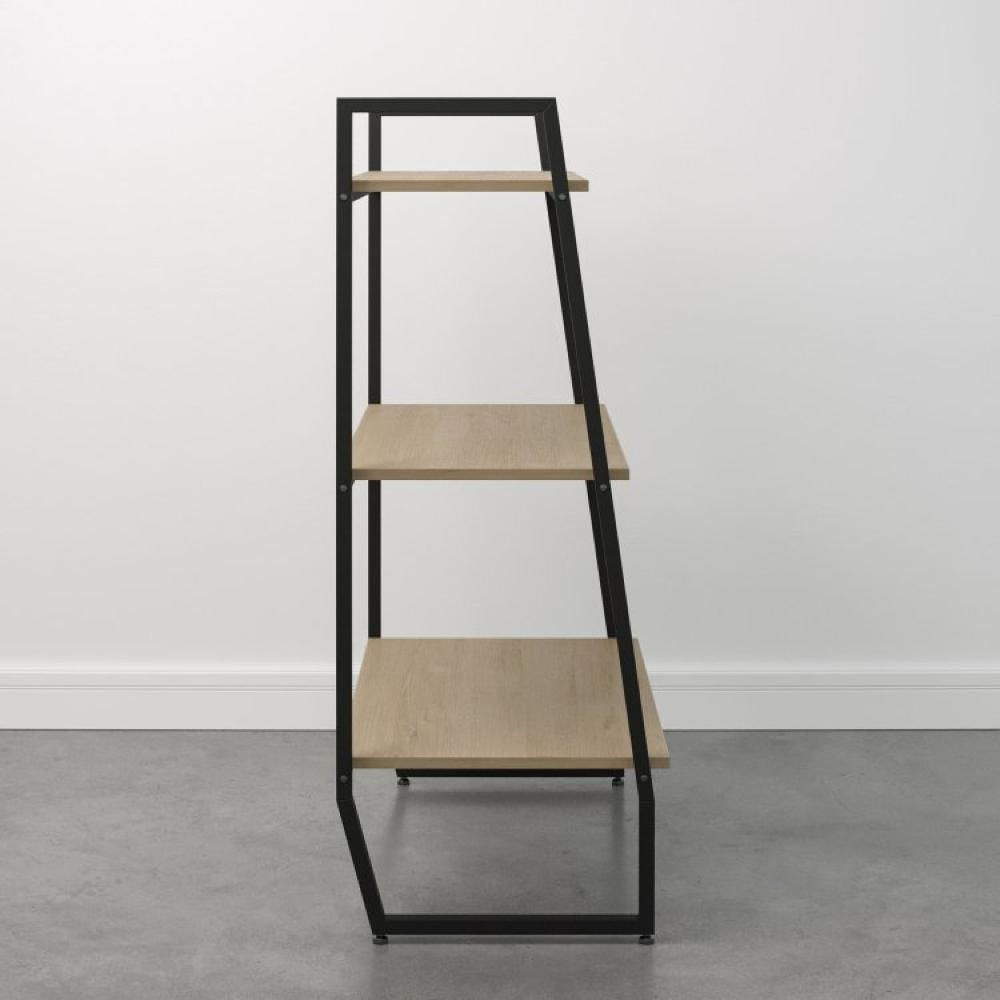 Conjunto 2 Estantes Baixas 3 Prateleiras Estilo Industrial Concept CabeCasa MadeiraMadeira Acácia/Preto