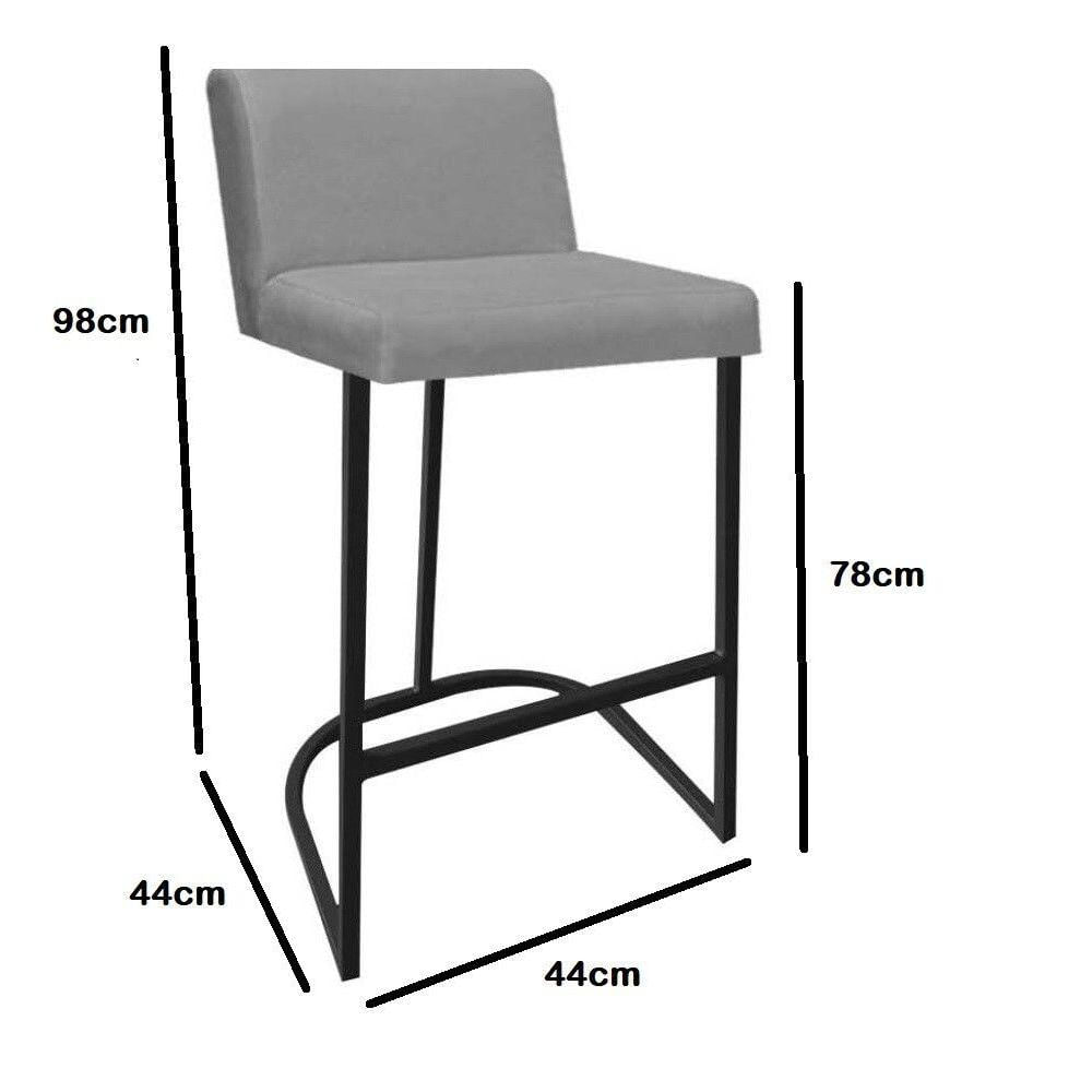 Miniatura Banqueta Com Encosto Noah Luxo Confort Bistrô Cozinha Ferro Marrom Suede Cinza - Amey Decor