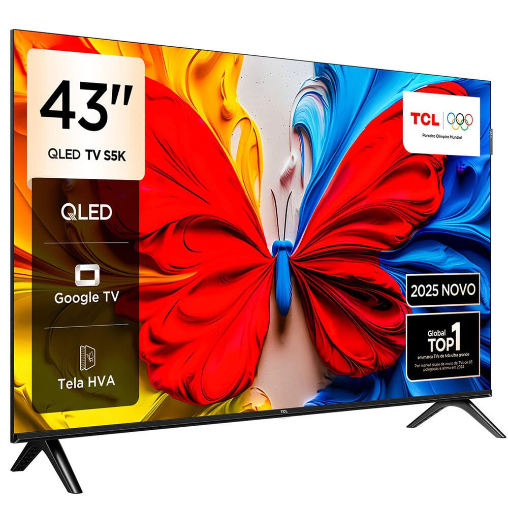 Miniatura Smart TV TCL 43 Polegadas, Google TV, QLED, 4K - 43S5K Preto - Bivolt