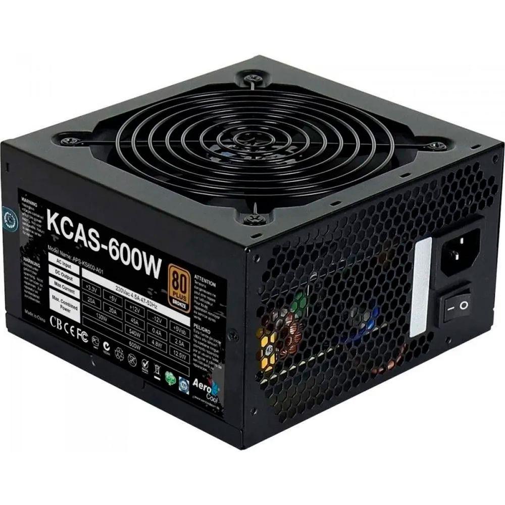 Fonte Gamer Aerocool Kcas 600W 80 Plus Bronze Full Range Pfc