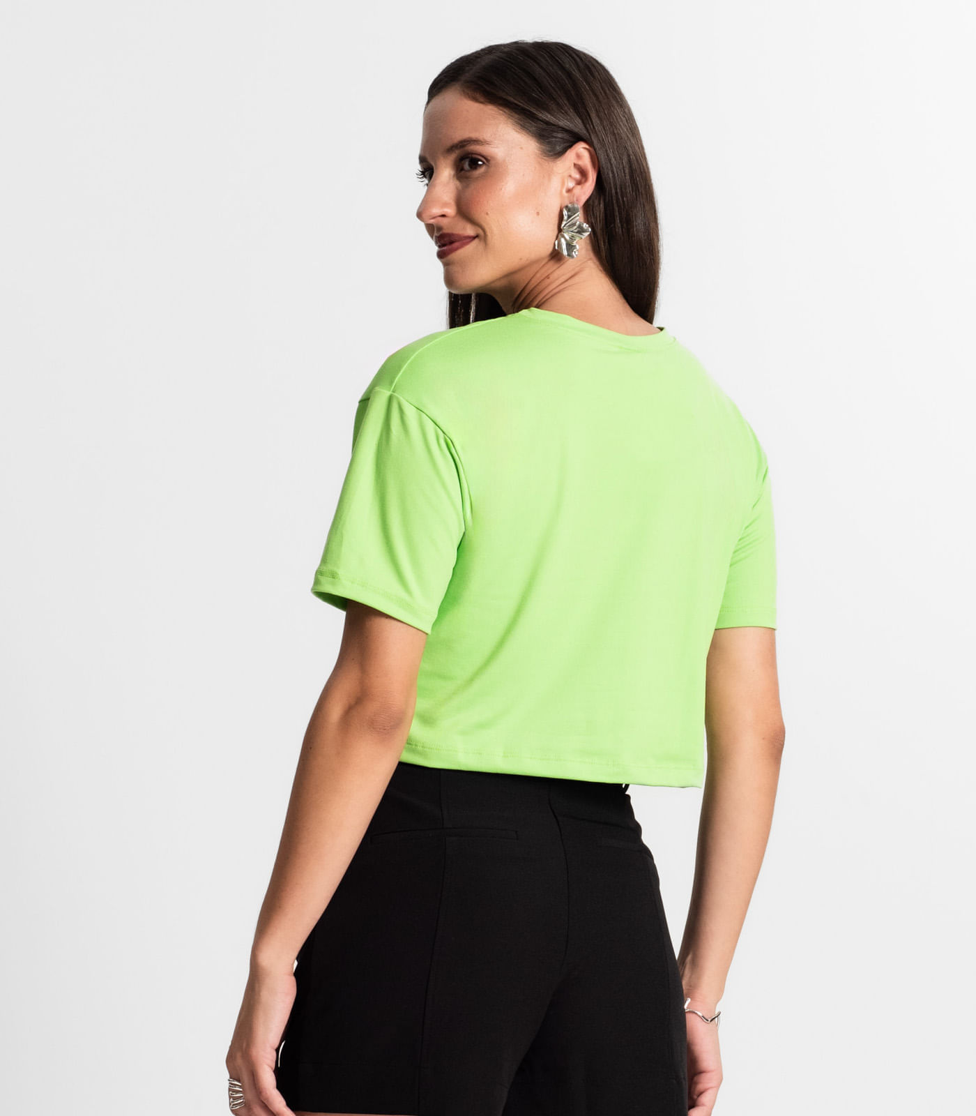 Blusa Cropped Manga Curta Rovitex Verde G