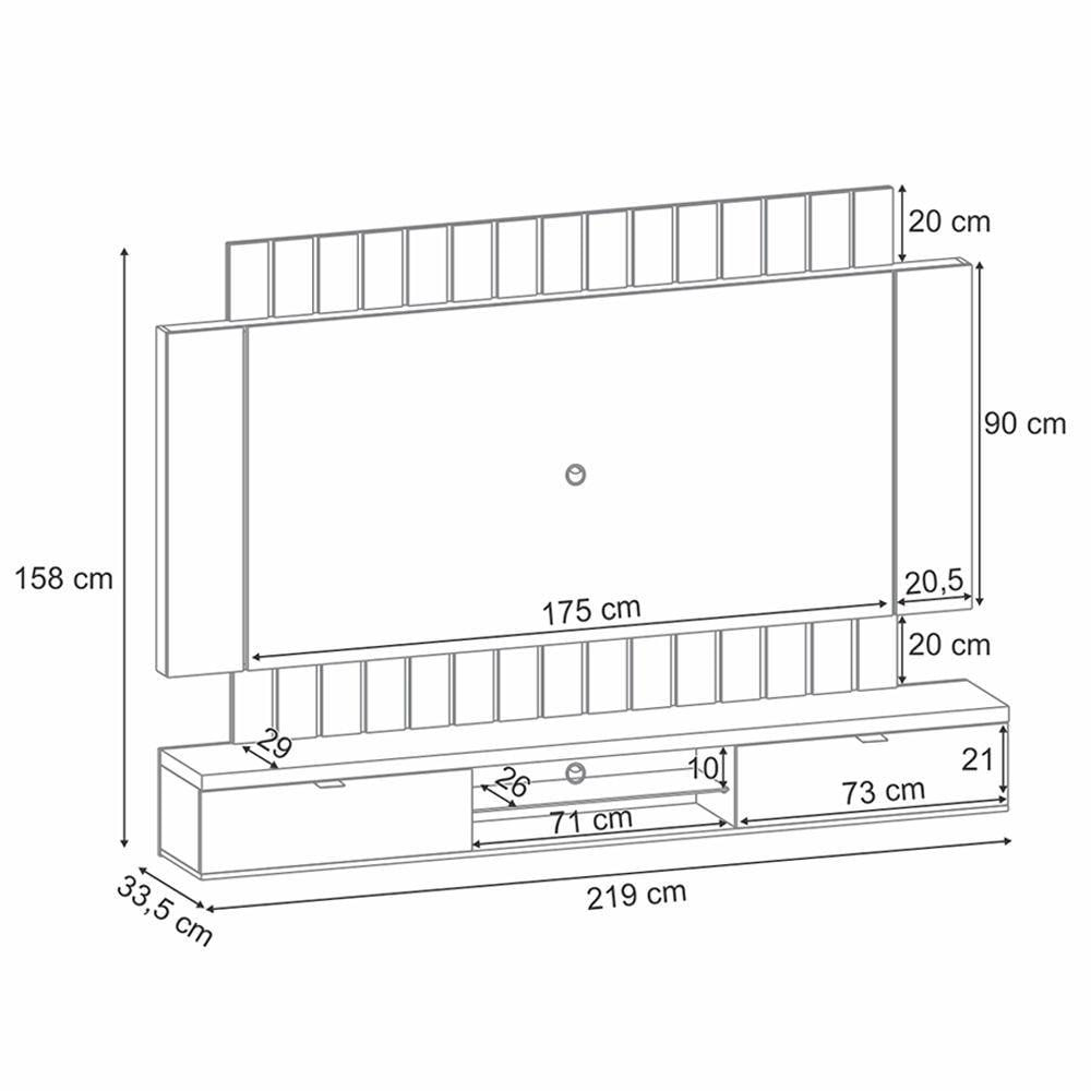 Miniatura Painel Home Suspenso 2.2 Para Tv Até 70" Sala De Estar Shawn Off White/cinamomo G26 - Gran Belo