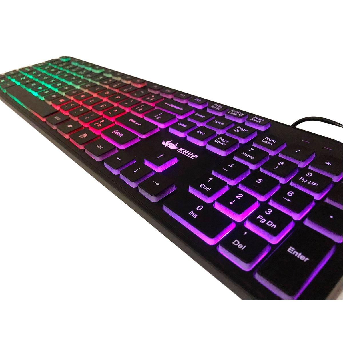 Miniatura Teclado Gamer Para Pc Com Luz De Led Rgb Português Brasil