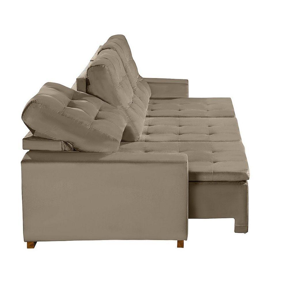 Sofá Modular 6 Lugares Retrátil E Reclinável 3.05M Bege