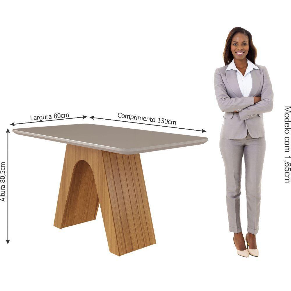 Miniatura Conjunto Sala De Jantar Clara 130x80 Tampo Em Mdf/vidro 4 Cadeiras Nature/off White/madeira/nude