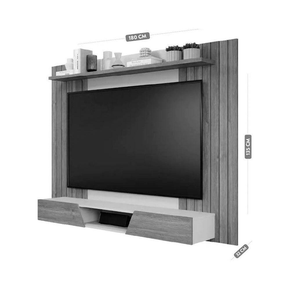 Miniatura Home P/tv Até 70 Pol Santiago C/ Prateleiras E Nichos 180x135cm Cinamomo/off White - Permóbili