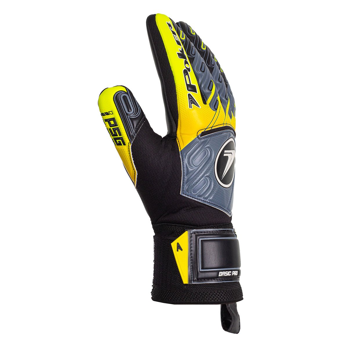 Miniatura Luva de Goleiro Campo Profissional Poker Basic Pro Preto+Amarelo - 09