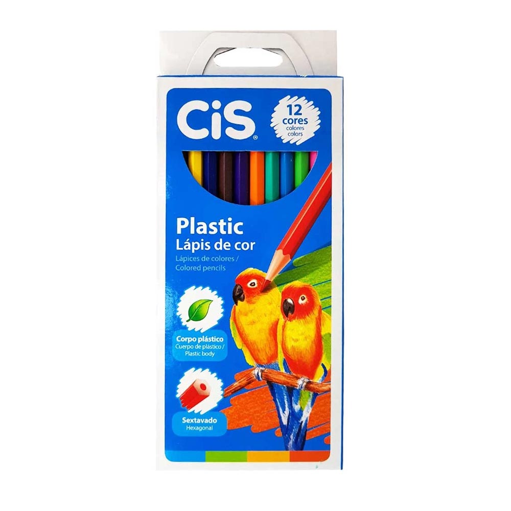 Miniatura Lápis de Cor Cis Plastic Sextavado com 12 Cores Sortidas