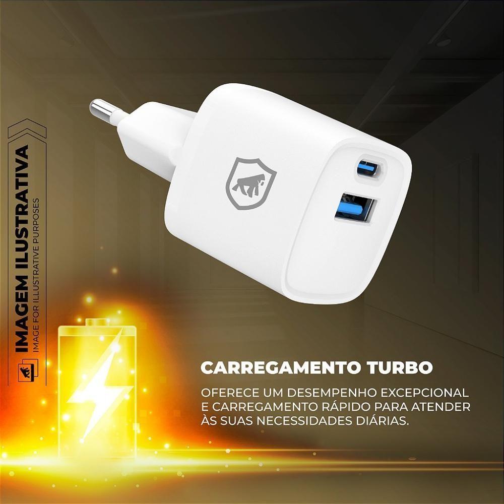 Miniatura Carregador Turbo Gan Ultra Slim Tipo-c + Usb-a 20w - Exclusivo Online - Branco - Gshield