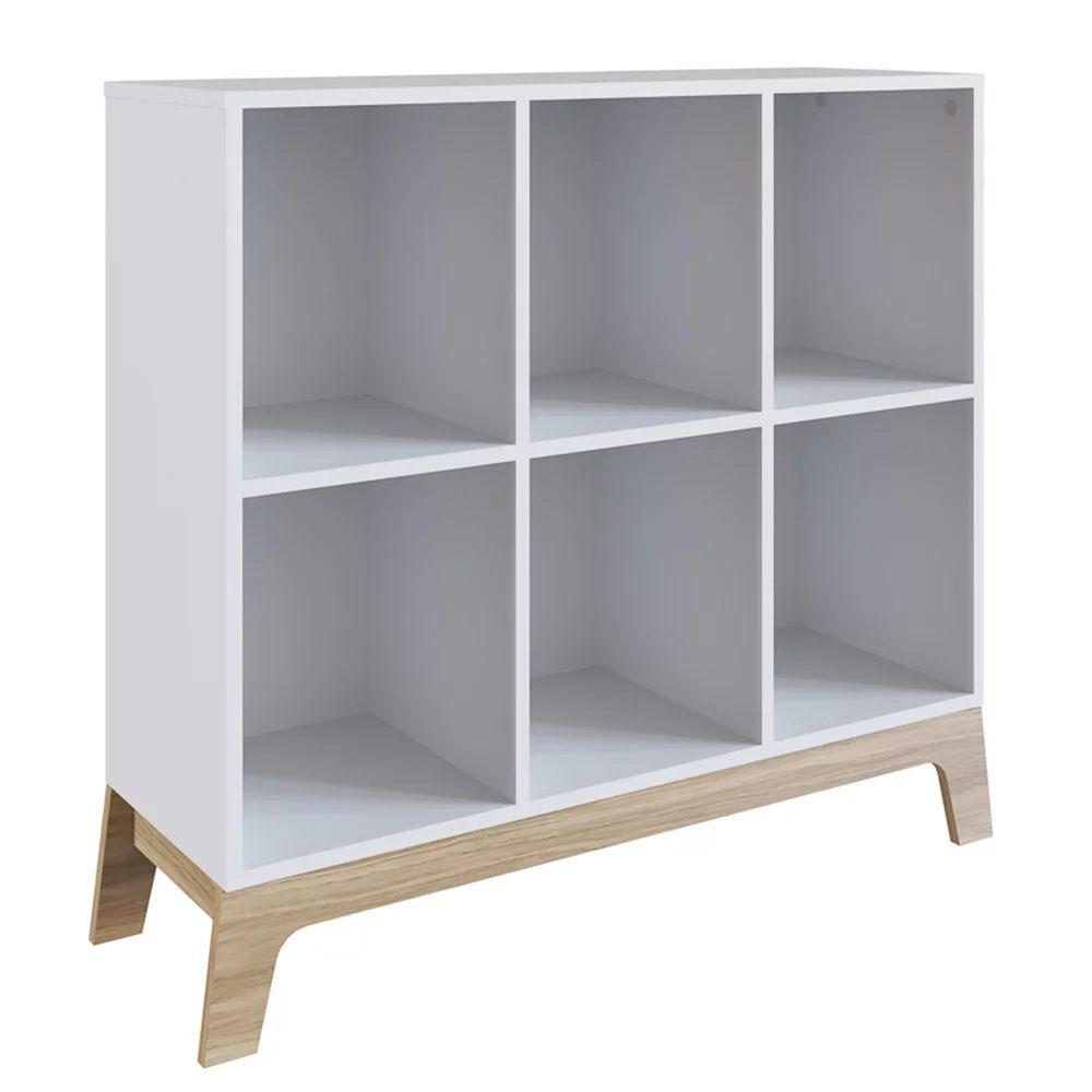 Miniatura Estante Infantil Com 6 Nichos Organizadores 93cm Favo De Mel 008 Branco - Completa Móveis