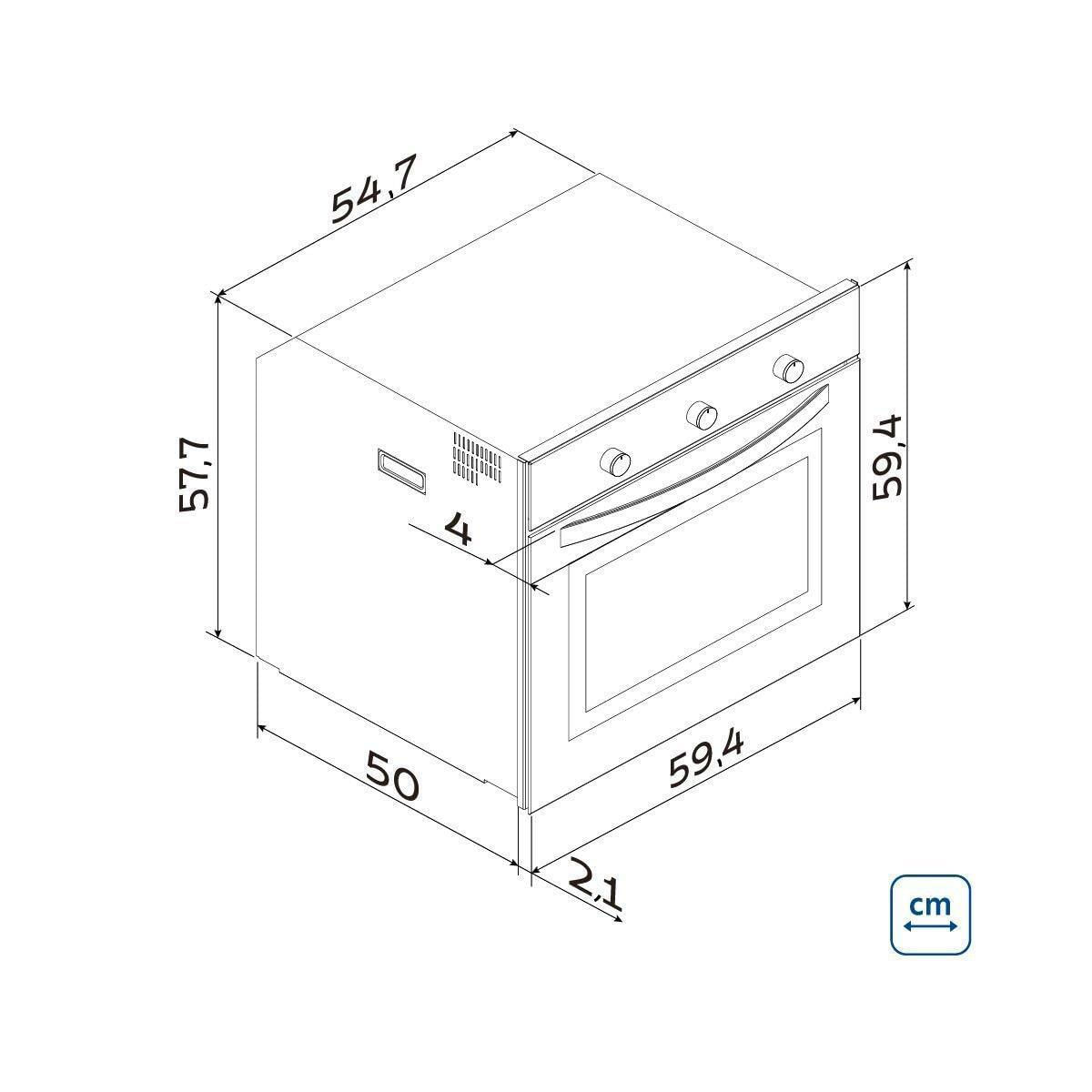 Miniatura Forno Elétrico Embutir Tramontina Inox Cook 7 Funções 73 L