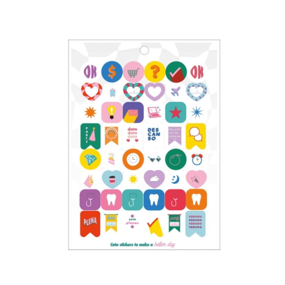 Miniatura Bloco de adesivos decorados para planner Grafons (390 adesiv