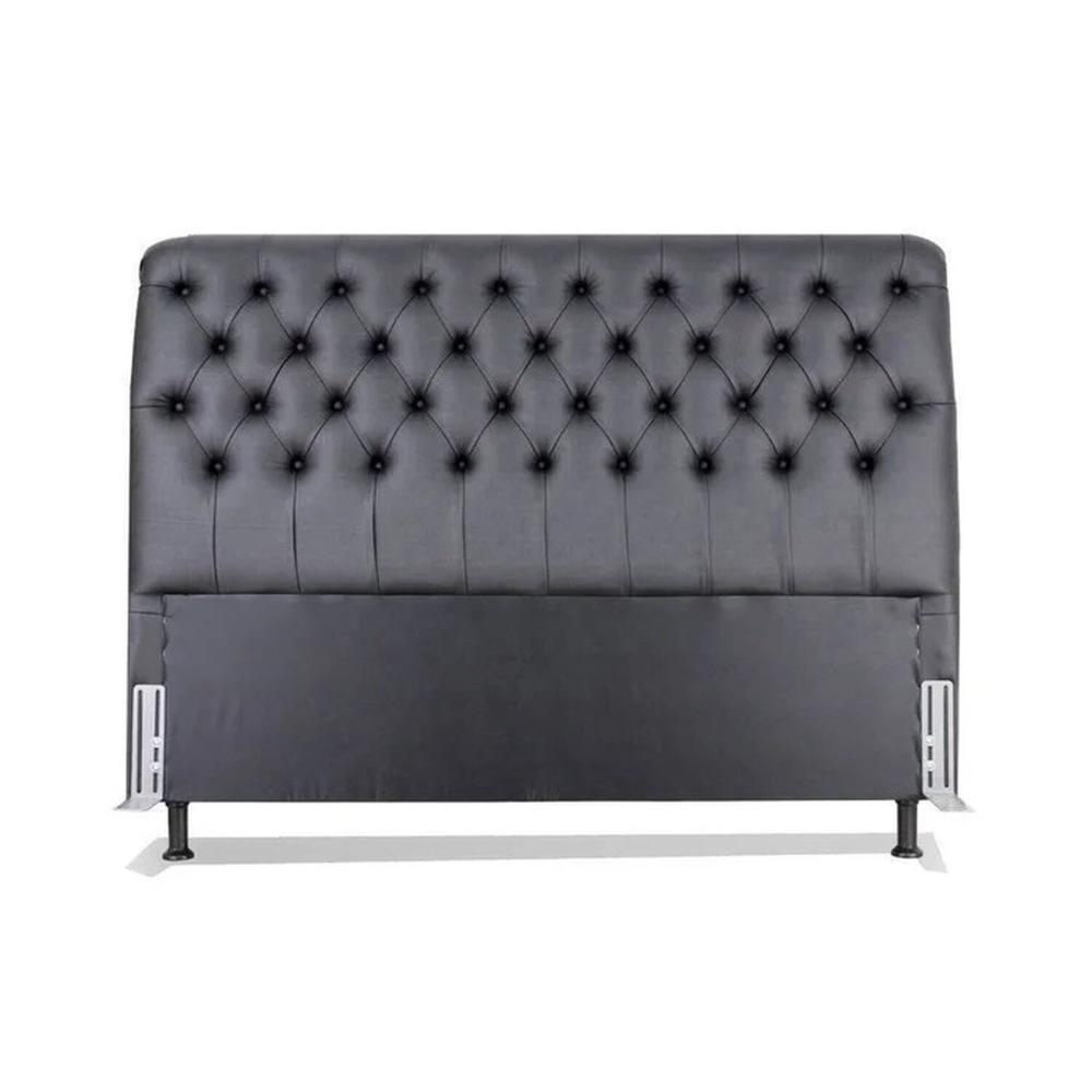 Miniatura Cabeceira de Cama Box Casal Queen 158cm Pádua Couro Preto