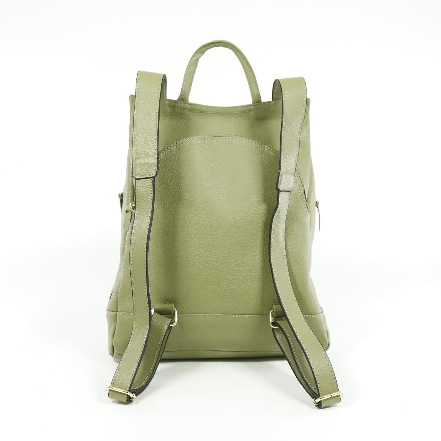Miniatura Mochila Feminina Luxo Anti Furto Em Couro Legitimo Verde