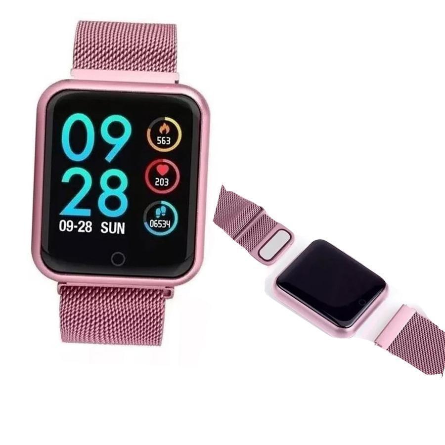 Miniatura Relógio Inteligente Smart P70 Esportivo Cardíaco 2 Pulseiras Bluetooth - Relógio - Esportivo