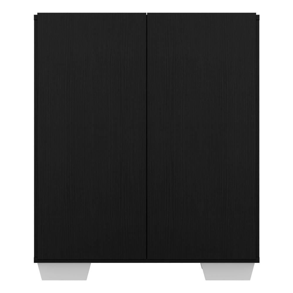 Miniatura Aparador Buffet 2 Portas Com Pés Quadrados Veneza Multimóveis V3610 Preto/Branco Preto/Branco