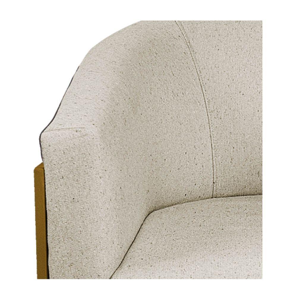 Miniatura Poltrona Base de Ferro Preto e Linho Bege