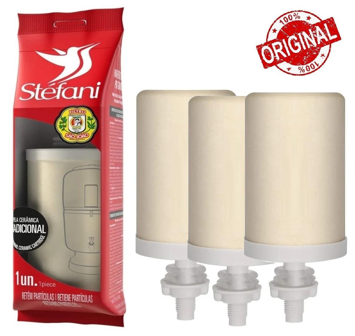 Miniatura Kit 3 Velas Refis Filtro Barro Stéfani São João Tradicional