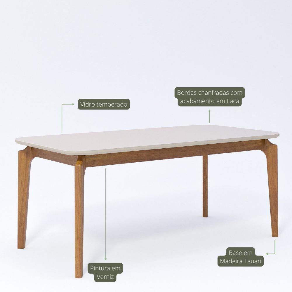 Miniatura Mesa Ficus 77cm X 90cm X 180cm Tampo em Mdf Madeira/Off White