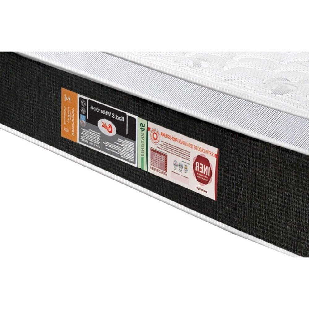 Miniatura Cama Box Casal Colchão Espuma D45 Castor Black E White + Base Crc Courano Black(138x188)