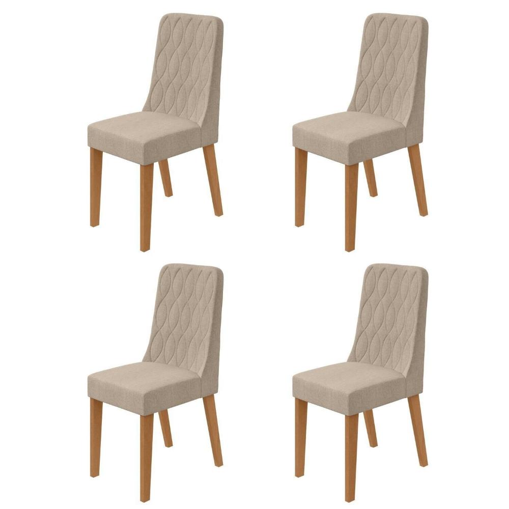 Miniatura Conjunto para Sala de Jantar 4 Cadeiras Estofadas Luar Amendoa /Rinzai Bege