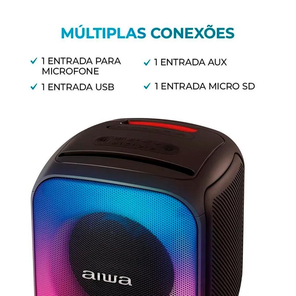 Miniatura Caixa Som Partybox Aiwa Aws-Pb-07 Bluetooth Led Rgb Preta
