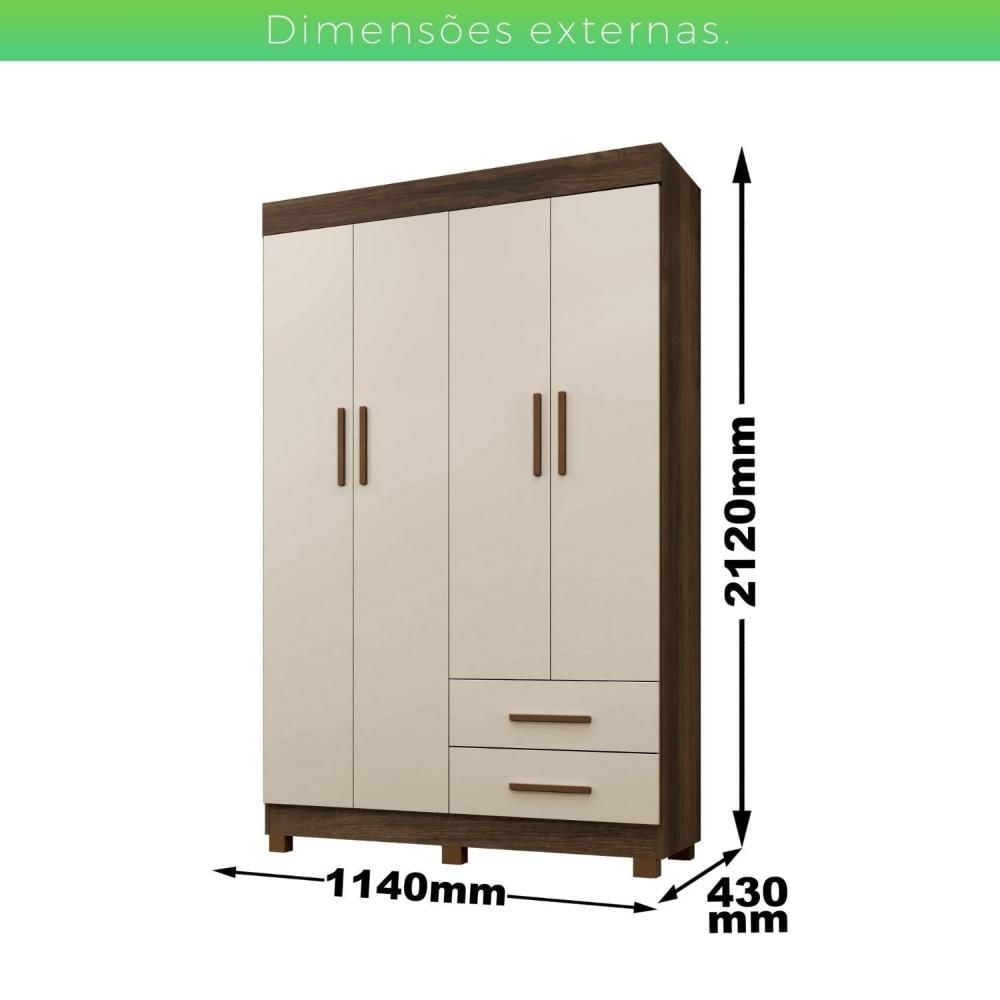 Miniatura Guarda-roupa Copacabana New 4 Portas Imbuia/Off White