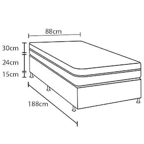 Cama Box de Solteiro Biflex Turquia com Molas Ensacadas e Pillow Inn 69x88x188cm - Branco/Grafite