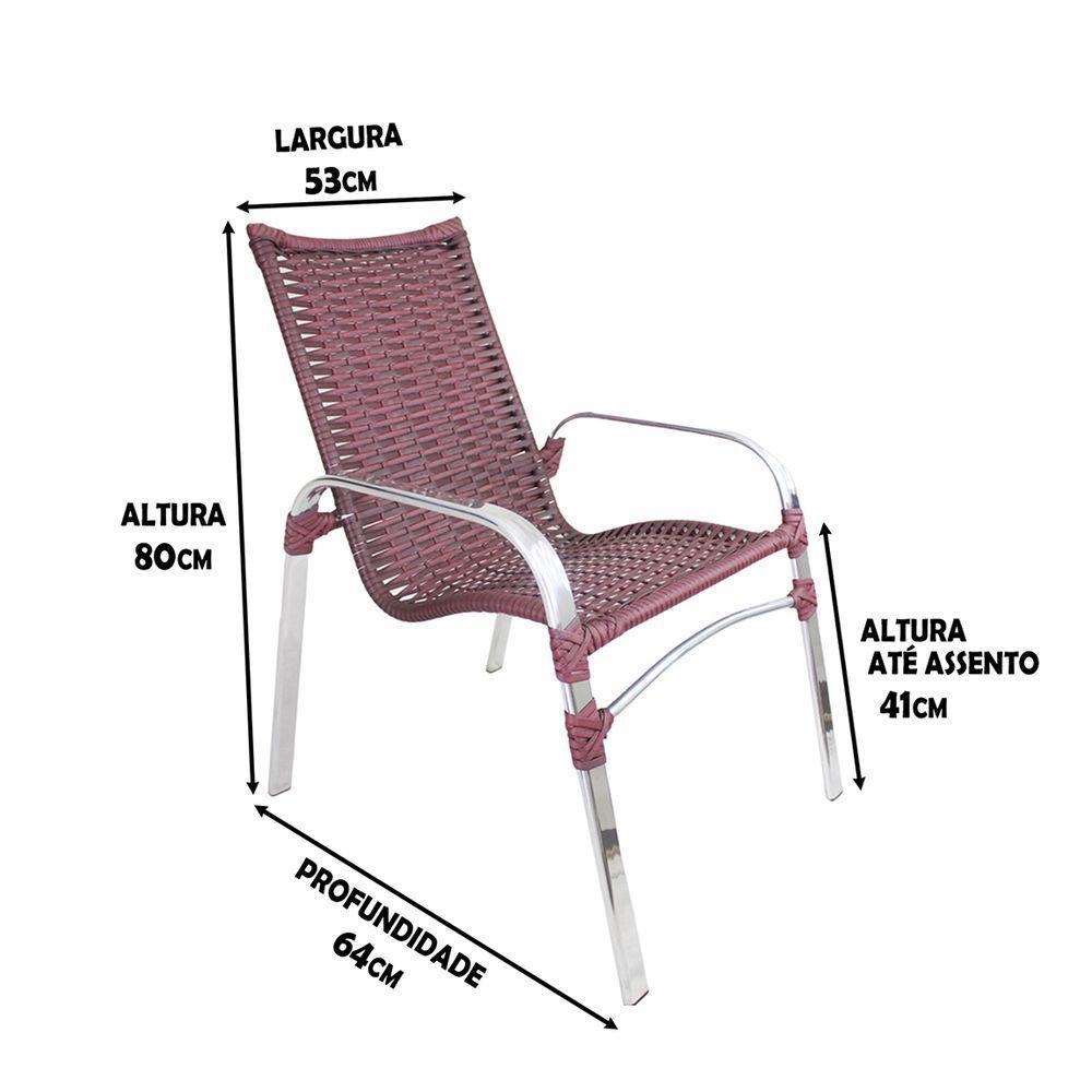 Miniatura Jogo Com 4 Cadeiras Emily 2 Espreguiçadeiras Vinho Dark