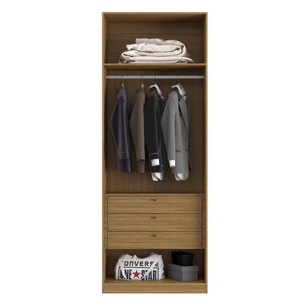 Miniatura Guarda-roupa Modular 2 Portas com Gavetas 70cm Altezza Freijó/Titânio