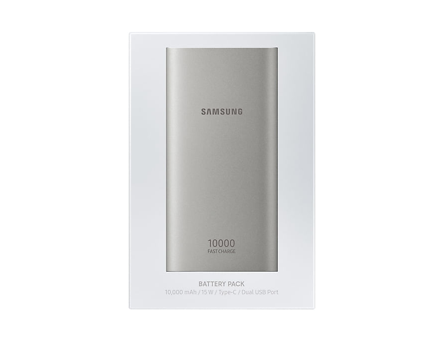 Miniatura Bateria Portátil Carga Rápida Usb-C Prata 2 Saídas 10000 Mah