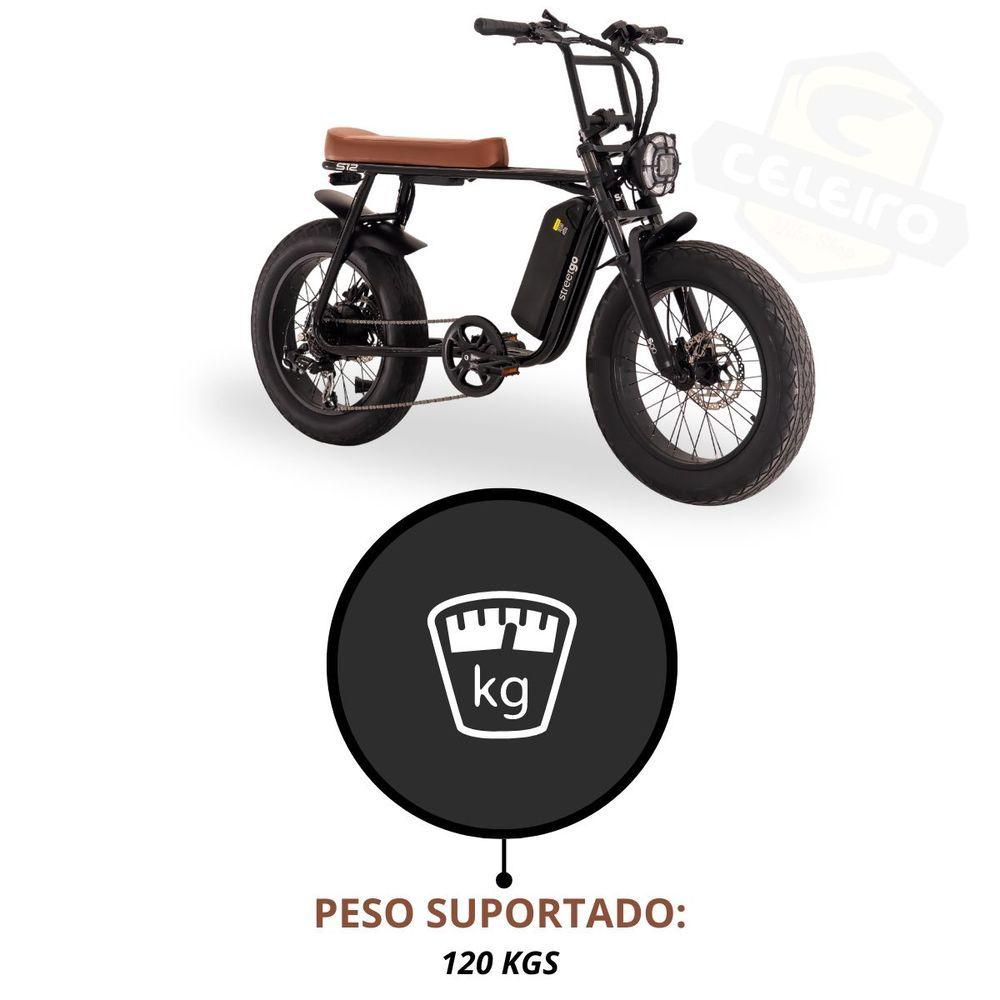 Miniatura Bicicleta Elétrica StreetGo Aro 20 S12 7V A24 Preto/Marrom