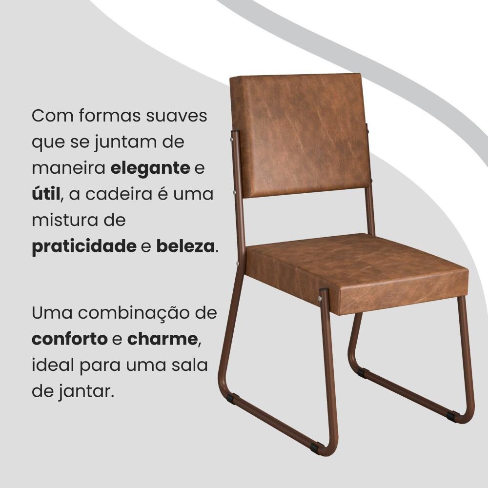 Conjunto Sala de Jantar Mesa Redonda 100cm Base Omega Tampo MDF Laca com Vidro Napoli Marrom