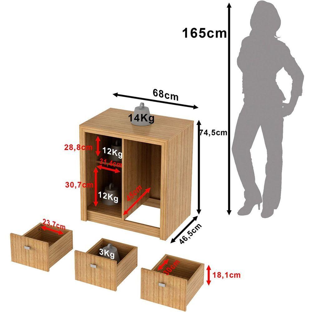 Miniatura Balcão Armário Para Escritório Com 1 Porta E 3 Gavetas Amêndoa