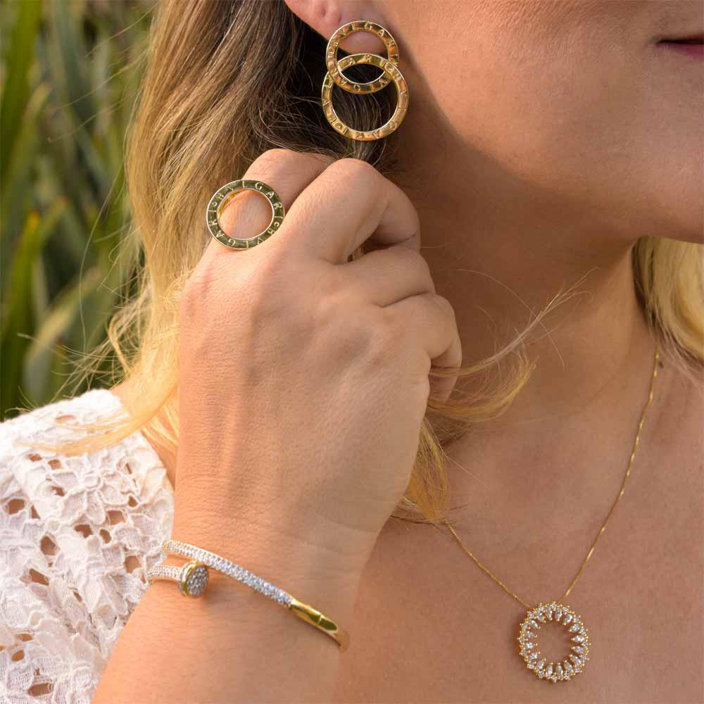 Anel Semijoia Inspiração Joalheria Banhado A Ouro 18K - 13