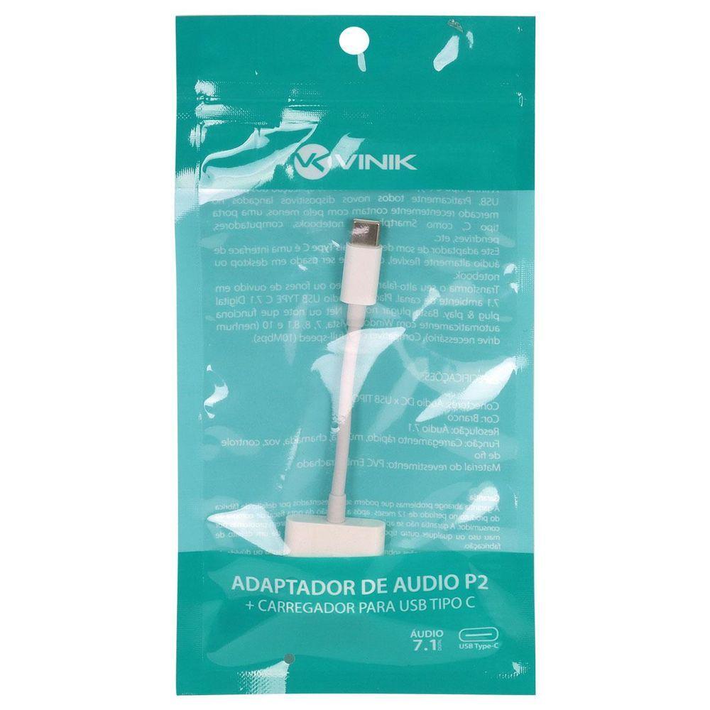 Miniatura Adaptador De Audio P2 + Carregador Para Usb Tipo C -
