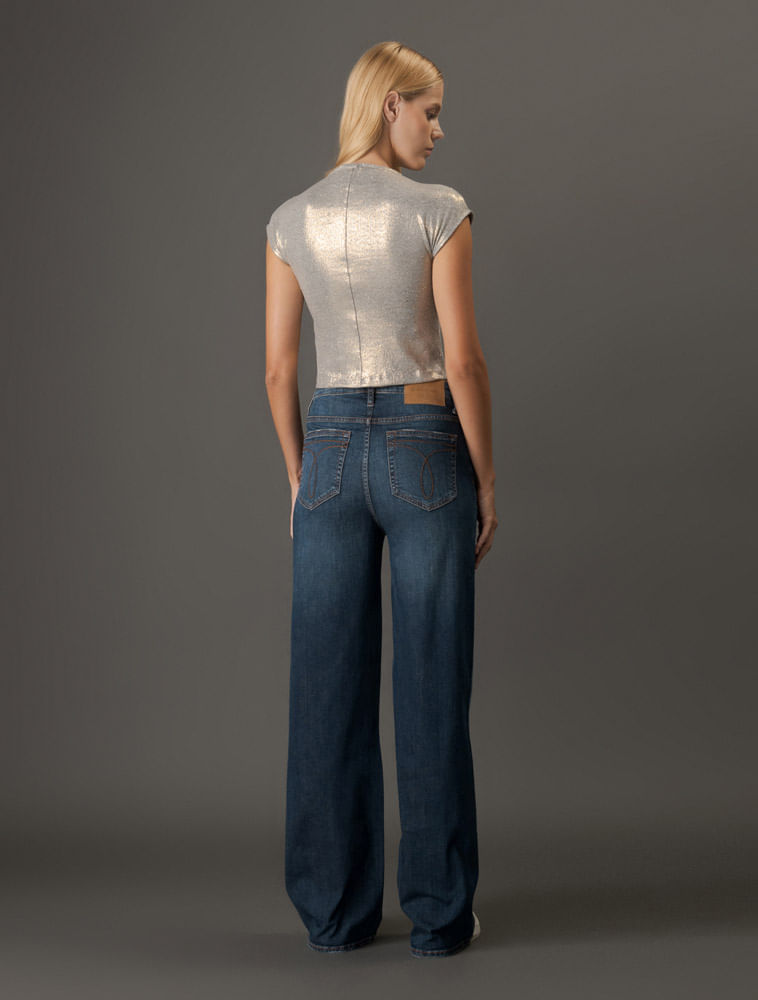 Miniatura Calça Jeans Feminina Wide Leg Stretch Calvin Klein Jeans - Marinho Calça Jeans Feminina Wide Leg Stretch Calvin Klein Jeans Marinho 34