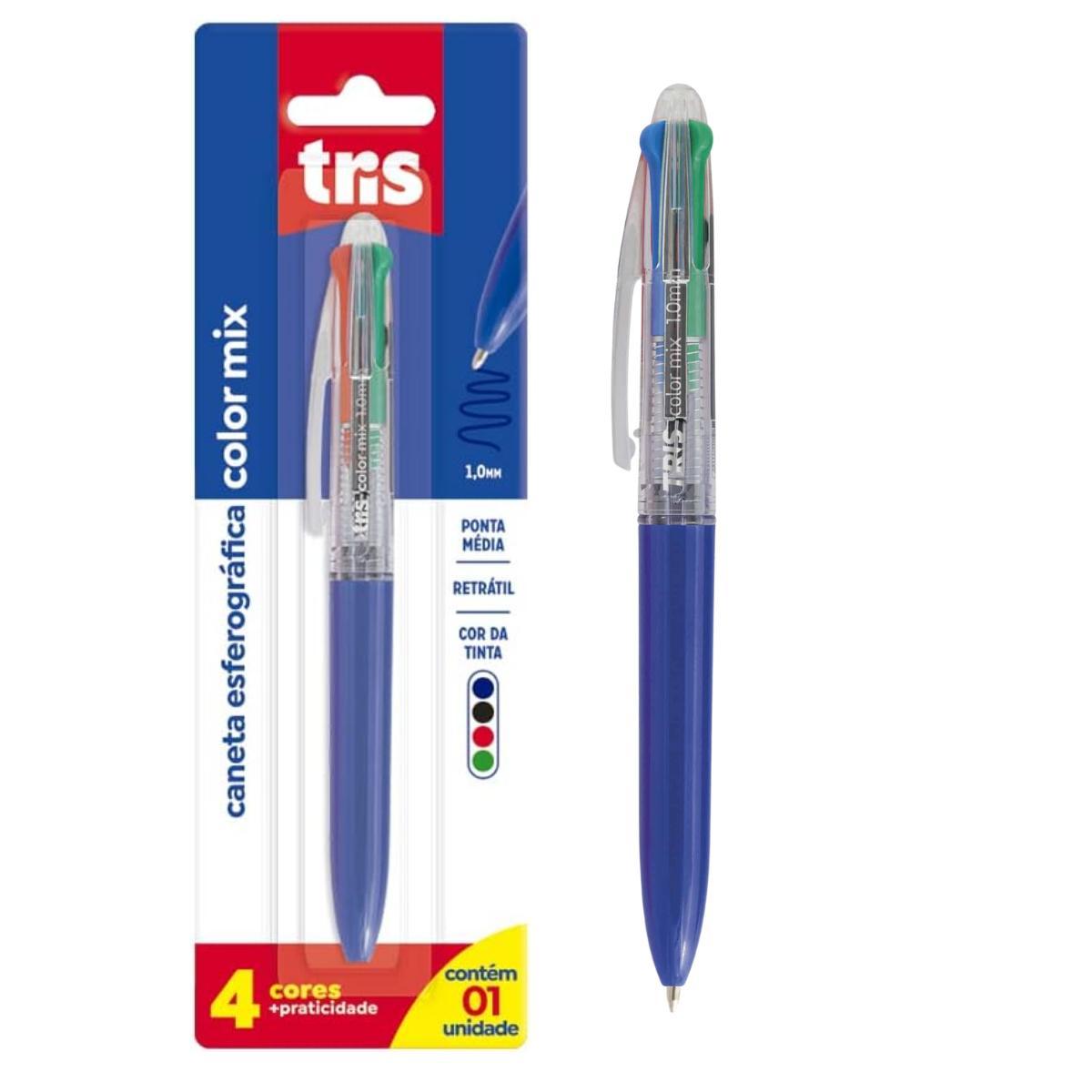 Miniatura Caneta Esferográfica 4 Cores Color Mix 1Mm Unidade Tris