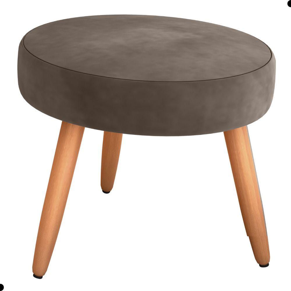 Miniatura Conjunto Poltronas E Puff Iara Veludo Marrom