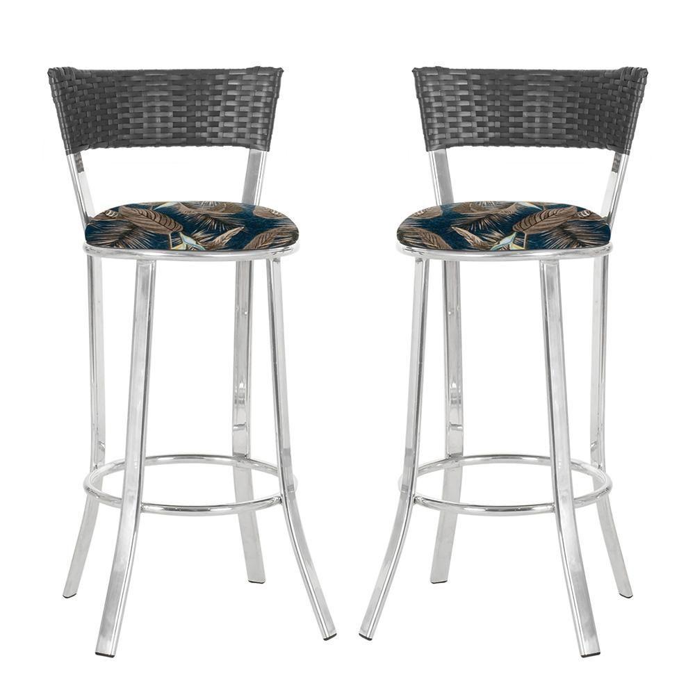 Miniatura Conjunto Com 2 Banquetas Em Alumínio, Fibra Sintética E Impermeável Tc Preta A14